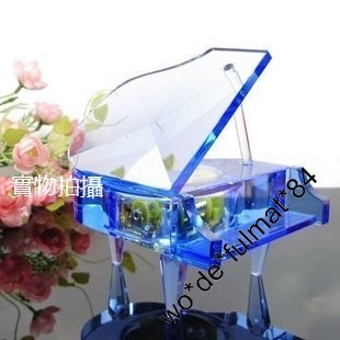 藍色水晶鋼琴音樂盒 由妳設計刻字樣與刻圖片