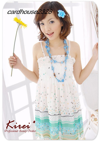 $49 包平郵 熱賣款式 日韓女裝波點束胸吊帶 雪紡裙 連身裙 貨品編號 8056